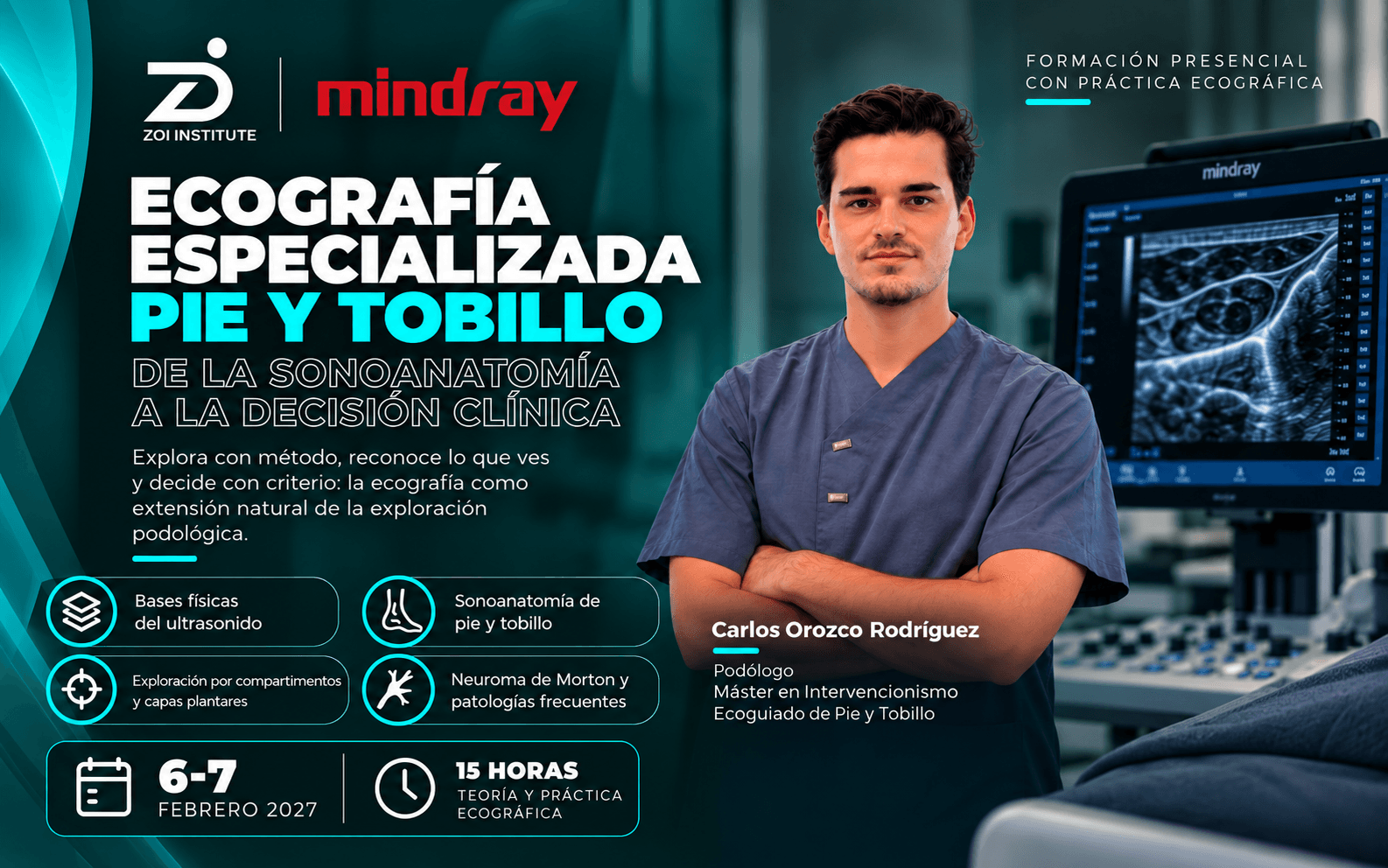 Curso de Ecografía especializada de pie y tobillo con Carlos Orozco Rodríguez